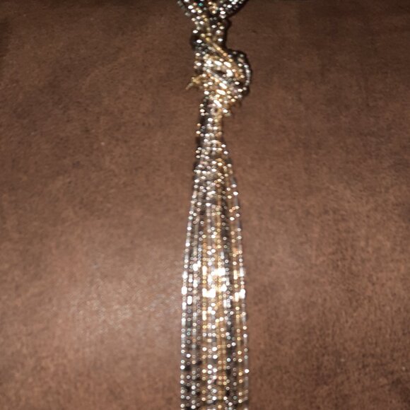 Tri color knotted multistrand necklace EUC women's costume silver black gold - Picture 3 of 13